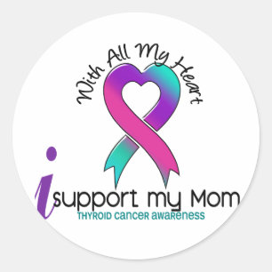 I Support My Mom Thyroid Cancer Classic Round Sticker