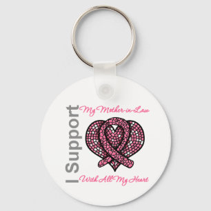 I Support My Mother-in-Law Breast Cancer Awareness Keychain