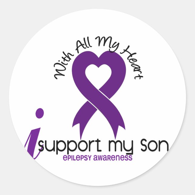 I Support My Son Epilepsy Classic Round Sticker (Front)