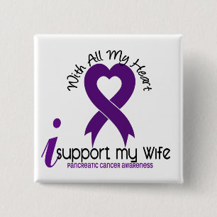 I Support My Wife Pancreatic Cancer 2 Inch Square Button