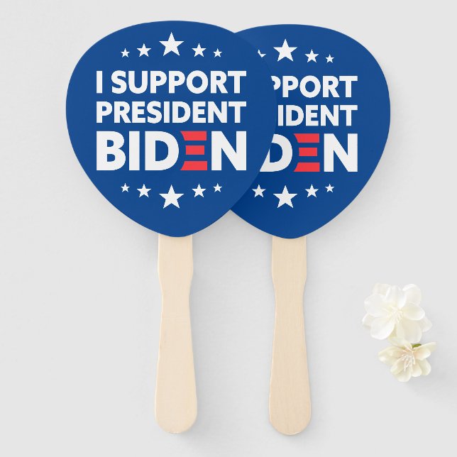 I Support President Biden Stars Custom Colour Hand Fan (Front and Back)