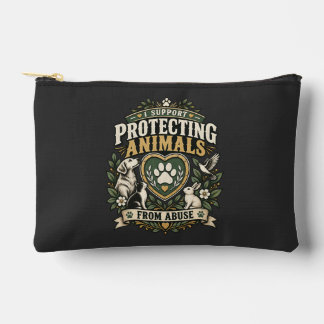 I Support Protecting Animals from Abuse Paw Heart Accessory Pouch