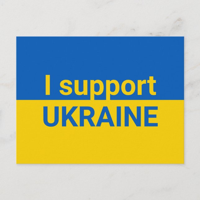 I support Ukraine Flag Modern Typography Postcard (Front)