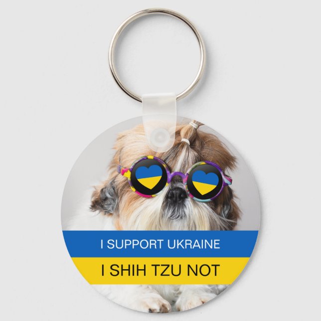 I support Ukraine I Shih Tzu Not Heart flag Keychain (Front)