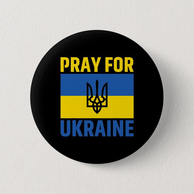 I Support Ukraine Stand With Ukraine Ukrainian Fla 2 Inch Round Button (Front)