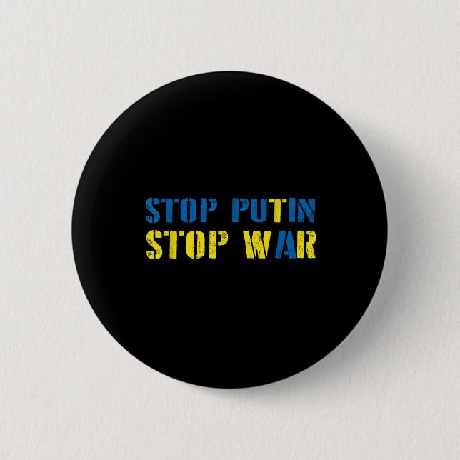 I Support Ukraine Stop Putin Stop War  2 Inch Round Button (Front)