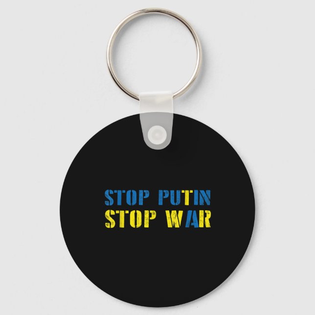 I Support Ukraine Stop Putin Stop War  Keychain (Front)