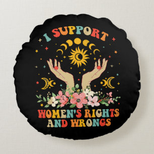 I support women's rights and wrongs vintage round pillow