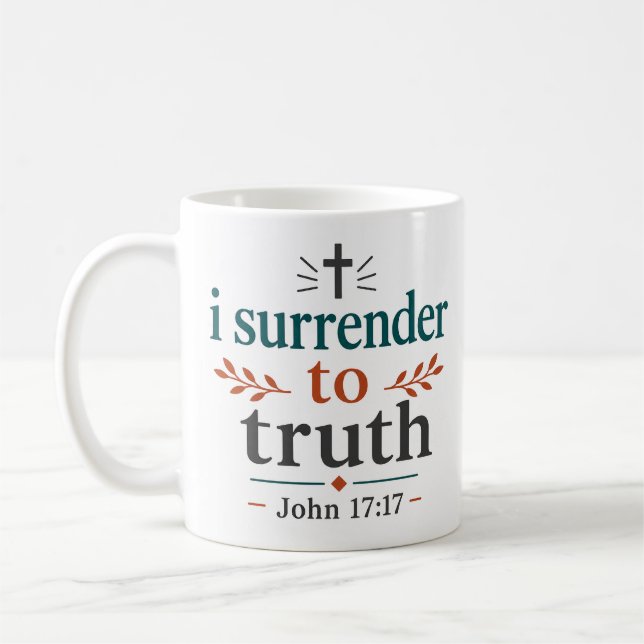 I Surrender To Truth Elegant Faith Based Quote Coffee Mug (Left)
