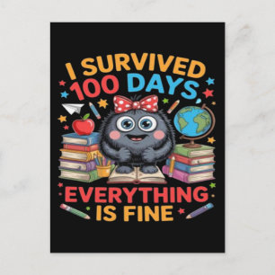 I Survived 100 Days Cute Monster Shirt Holiday Postcard