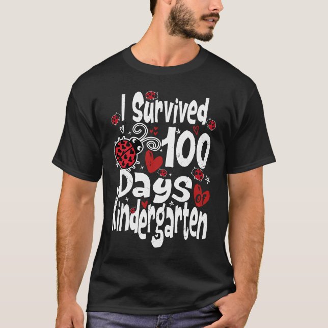 I Survived 100 Days of Kindergarten Teacher Kids L T-Shirt (Front)