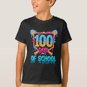 I Survived 100 Days of School Baseball Theme T-Shirt