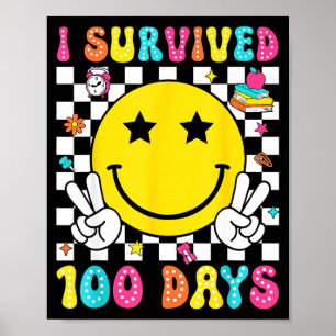 I Survived 100 Days Of School Boys Kids 100th Day Poster