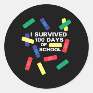 I Survived 100 Days Of School Byndage  Classic Round Sticker