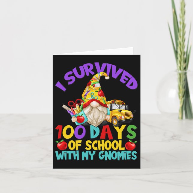 I Survived 100 Days Of School For Fun School Bus D Card (Front)