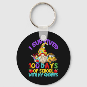 I Survived 100 Days Of School For Fun School Bus D Keychain