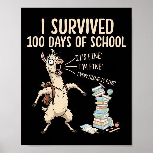 I Survived 100 Days Of School Teacher Funny 100th  Poster (Front)