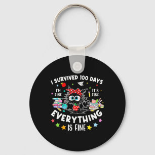 I Survived 100 Days Of School Teacher Kids Funny C Keychain