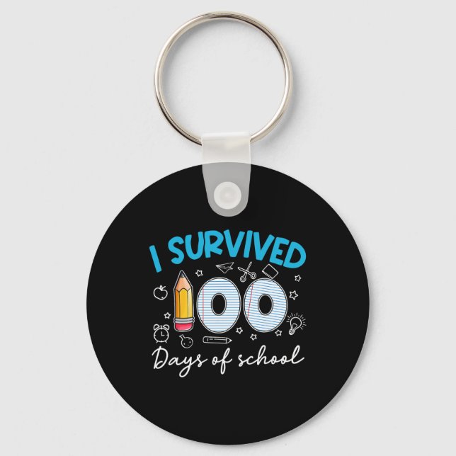 I Survived 100 Days Of School Teacher Student  Keychain (Front)