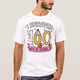 I Survived 100 Days of School Teacher Student  T-Shirt