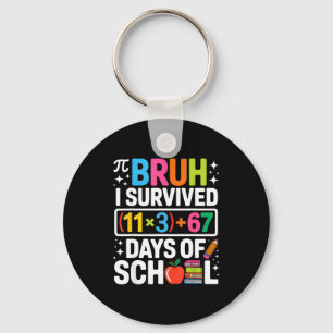 I Survived 100 Days School Bruh Groovy Math Equati Keychain