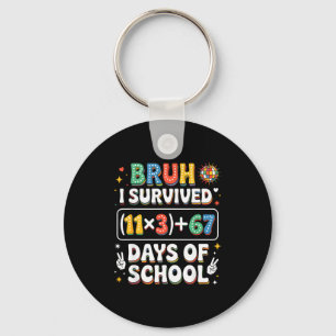 I Survived 100 Days School Bruh Groovy Math Equati Keychain