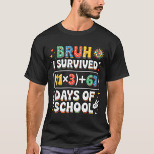 I Survived 100 Days School Bruh Groovy Math Equati T-Shirt