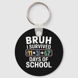 I Survived 100 Days School Bruh Math Equation 100 Keychain