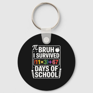 I Survived 100 Days School Bruh Math Equation 100 Keychain