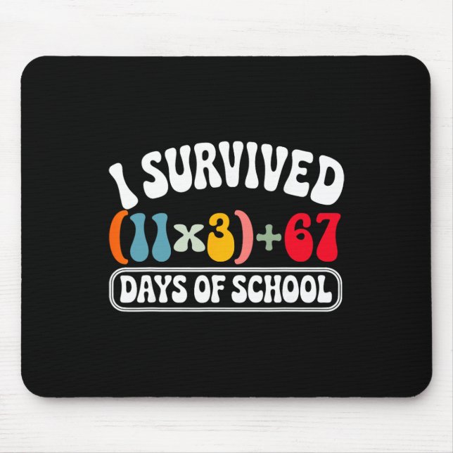 I Survived 100 Days School Groovy Math Equation 10 Mouse Pad (Front)