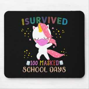 I Survived 100 Masked School Days Dabbing Unicorn  Mouse Pad
