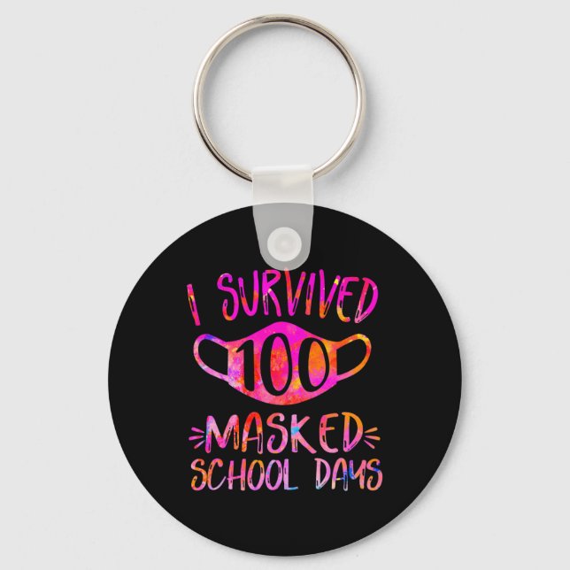 I Survived 100 Masked School Days Student or Teach Keychain (Front)