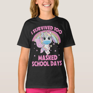 I Survived 100 Masked School Days unicorn T-Shirt