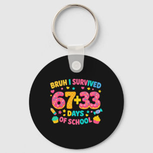 I Survived 100th Days Of School Math Teacher Kids  Keychain