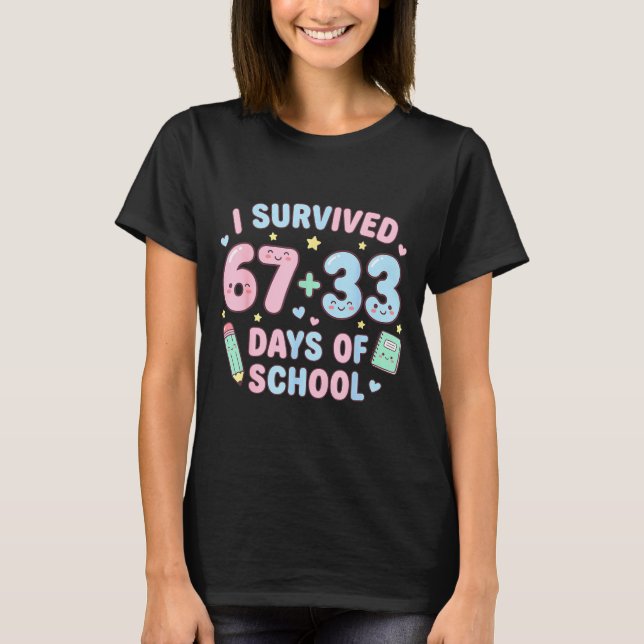 I Survived 100th Days Of School Math Teacher Kids  T-Shirt (Front)