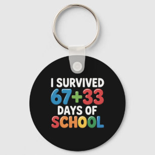 I Survived 67+33 Days Of School 100th Day Math Six Keychain