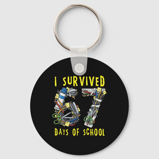 I Survived 67 + 33 Days Of School 100th Day Math T Keychain (Front)