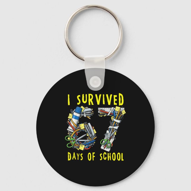I Survived 67 + 33 Days Of School 100th Day Math T Keychain (Front)