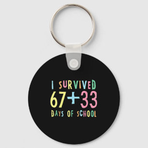 I Survived 67 + 33 Days Of School 100th Day Math T Keychain