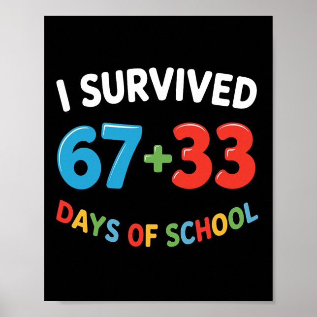 I Survived 67 + 33 Days Of School 100th Day Teache Poster (Front)