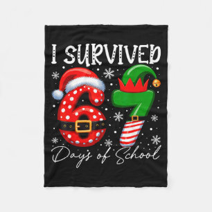 I Survived 67 Day Of School Funny 67 Xmas Santa El Fleece Blanket