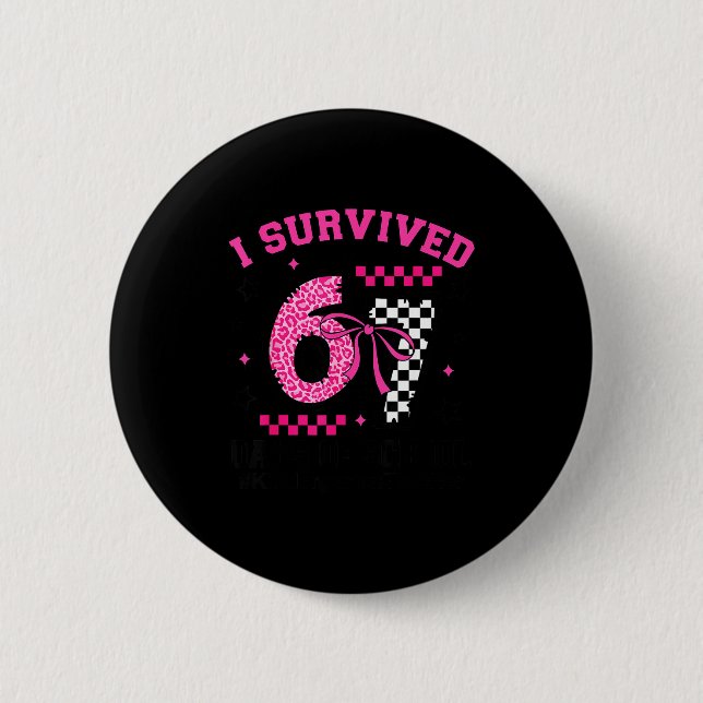 I Survived 67 Days Leopard Checkered 67 Kindergart 2 Inch Round Button (Front)