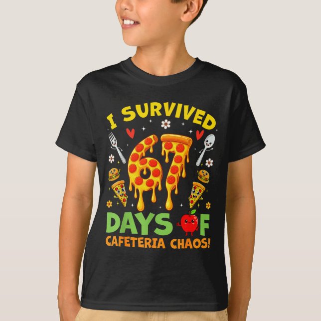 I Survived 67 Days Of Cafeteria Chaos Funny Boy Gi T-Shirt (Front)