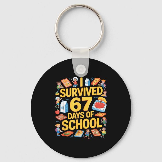 I Survived 67 Days Of Cafeteria Chaos Lunch Lady F Keychain (Front)