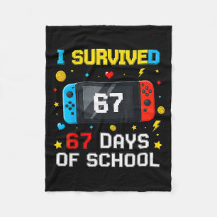 I Survived 67 Days Of School 67 Funny Teacher Squa Fleece Blanket