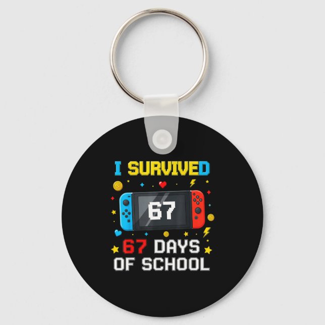 I Survived 67 Days Of School 67 Funny Teacher Squa Keychain (Front)