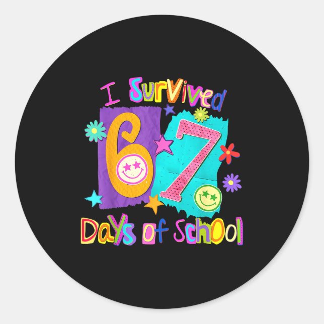I Survived 67 Days Of School 67 Meme Student Teach Classic Round Sticker (Front)