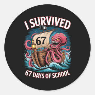 I Survived 67 Days Of School 6-7 Boys Kids Rate Oc Classic Round Sticker
