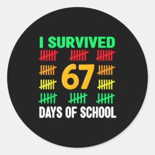 I Survived 67 Days Of School 6 7 Shirt Kids 67 Boy Classic Round Sticker