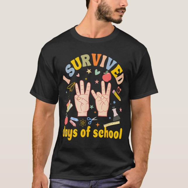 I Survived 67 Days Of School American Sign Languag T-Shirt (Front)